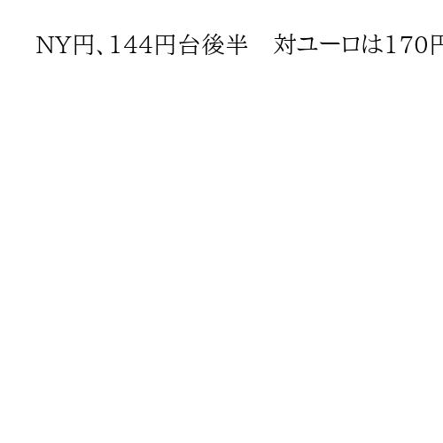 NY円、144円台後半　対ユーロは170円台に下落