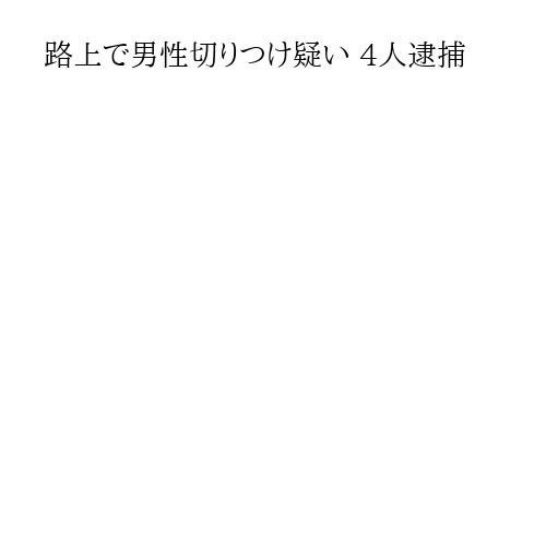 路上で男性切りつけ疑い 4人逮捕