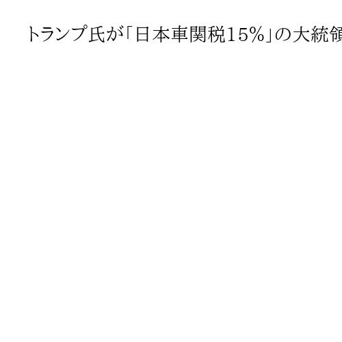 トランプ氏が「日本車関税15％」の大統領令署名、特例措置も明記　対米投資80兆円