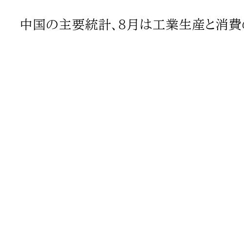 中国の主要統計、8月は工業生産と消費の伸びが鈍化　対米貿易摩擦や不動産不況が重荷に