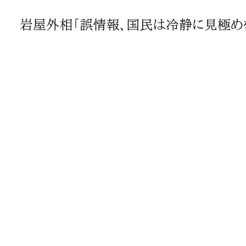 岩屋外相「誤情報、国民は冷静に見極めを」　「ホームタウン」名称、一部の市から変更要望