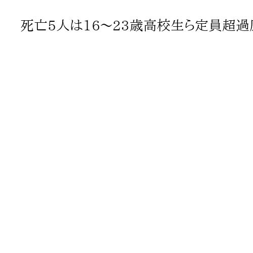 死亡5人は16～23歳高校生ら定員超過原因か　三重・名張