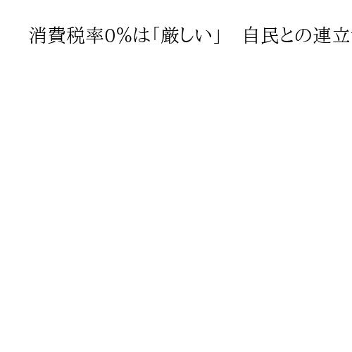 消費税率0％は「厳しい」　自民との連立協議で維新・吉村代表
