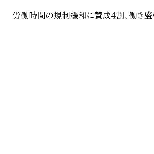 労働時間の規制緩和に賛成4割、働き盛り世代は高め　産経FNN合同世論調査