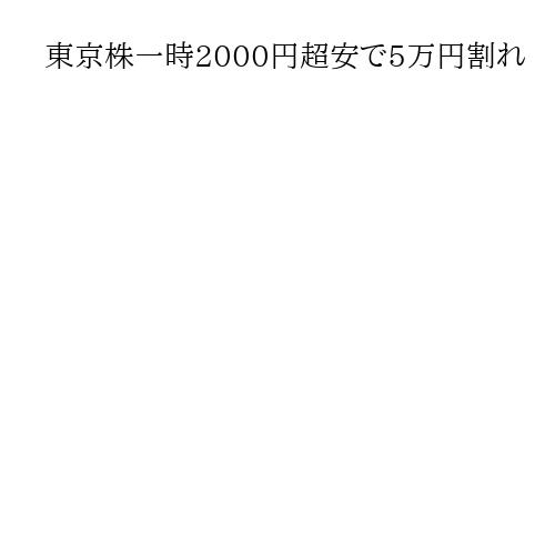 東京株一時2000円超安で5万円割れ