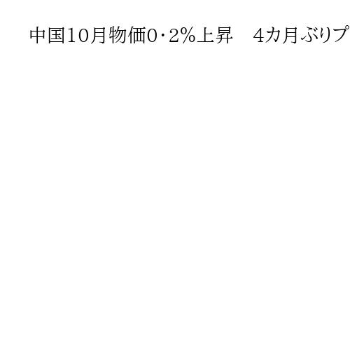 中国10月物価0・2％上昇　4カ月ぶりプラス　変動大きい食品など除くと1・2％上昇