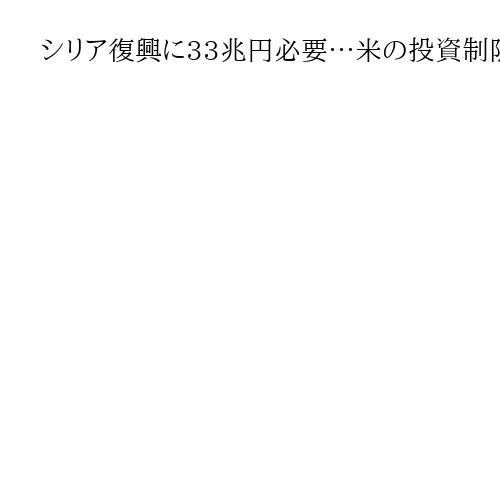シリア復興に33兆円必要…米の投資制限は全面解除に至らず、資金流入が滞れば対立再燃も