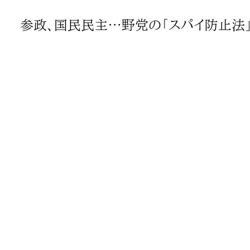 参政、国民民主…野党の「スパイ防止法」提出の動き相次ぐ　透ける議論リードの思惑