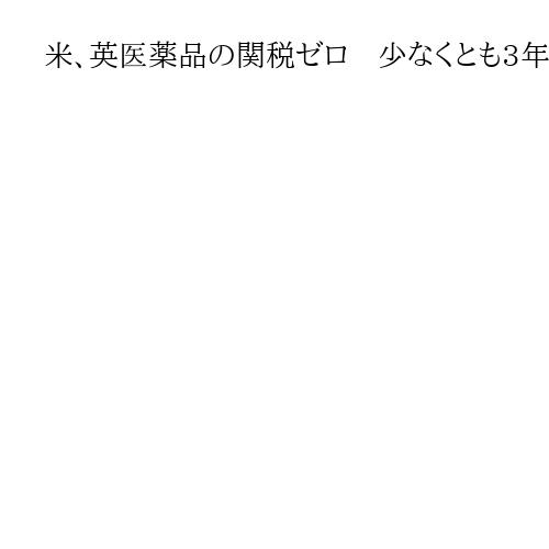 米、英医薬品の関税ゼロ　少なくとも3年間　新薬への政府支出増見返り