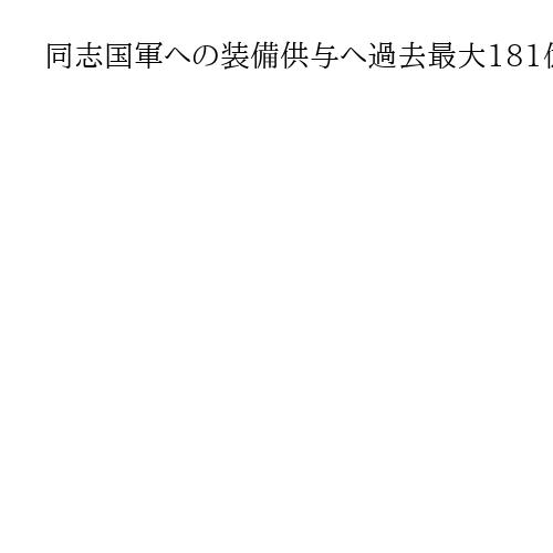同志国軍への装備供与へ過去最大181億円計上へ　100億円増、茂木外相「適切に活用」