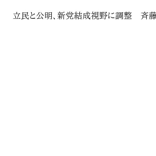 立民と公明、新党結成視野に調整　斉藤代表ら小選挙区撤退の方向、15日にも党内手続き