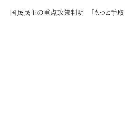 国民民主の重点政策判明　「もっと手取りを増やす」年少扶養控除の復活など明記