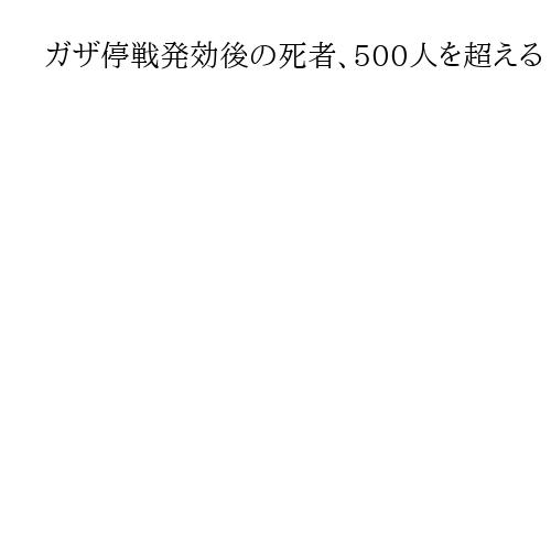 ガザ停戦発効後の死者、500人を超える　パレスチナ保健当局　攻撃続行、犠牲止まらず
