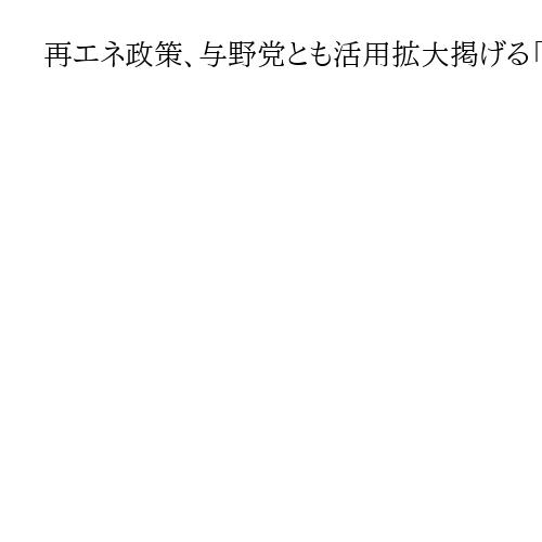 再エネ賦課金、共産も見直し提起　国民民主、参政「廃止」維新は低所得者対応検討　衆院選
