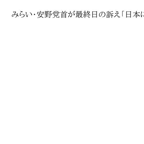 みらい・安野党首が最終日の訴え「日本に必要な人たちだけを擁立した」