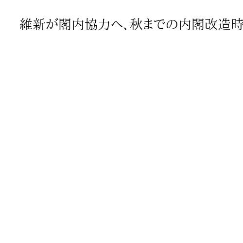 維新が閣内協力へ、秋までの内閣改造時に　高市首相が要請、吉村氏は受諾の意向