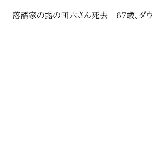 落語家の露の団六さん死去　67歳、ダウン症の兄を書いた著作や講演活動も