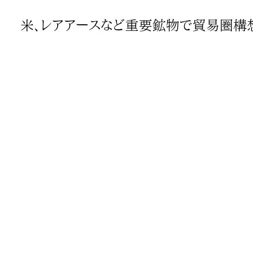 米、レアアースなど重要鉱物で貿易圏構想　不可欠な多国間外交へ回帰を　中国依存軽減へ